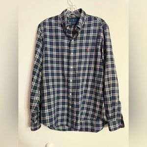 Ralph Lauren Men's M Long Sleeve Button Shirt Black Plaid Red Pony